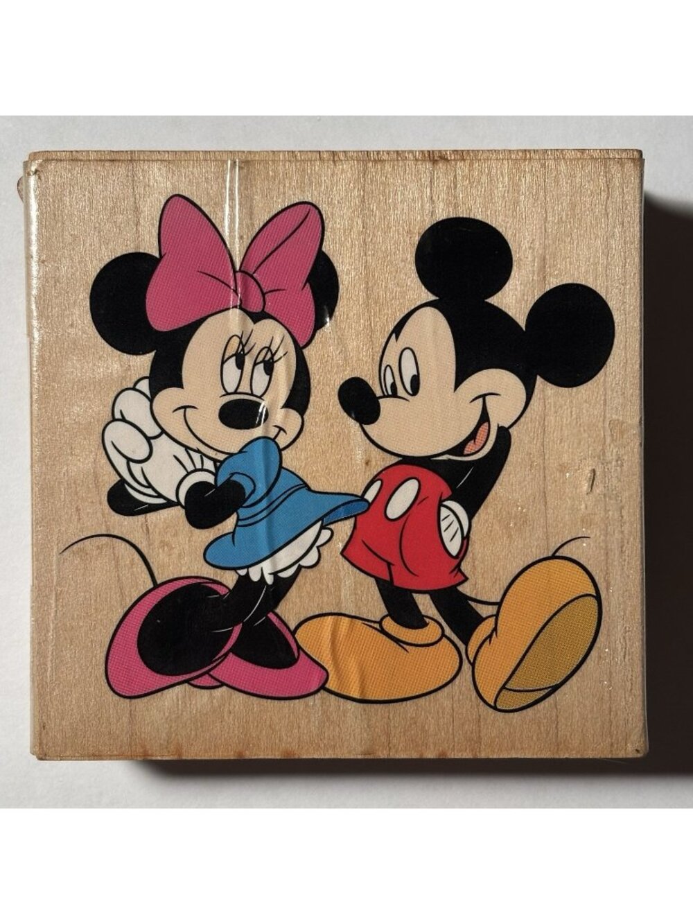 Walt Disney Mickey Minnie Mouse Wood Mounted Rubber Stamp All Night Media USA